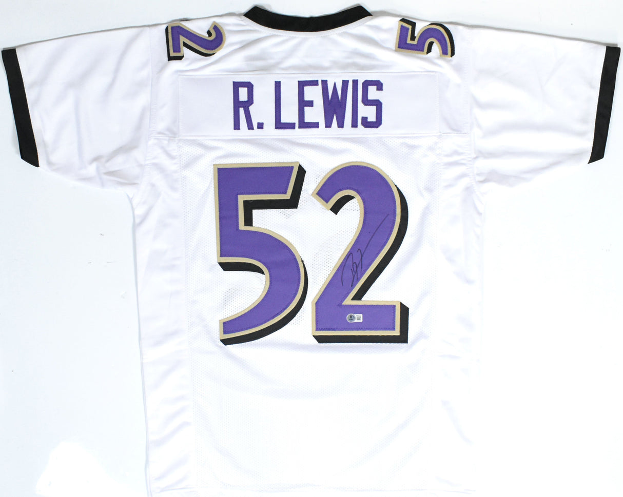 Ray Lewis Autographed White Pro Style Jersey - Beckett W Hologram *Black
