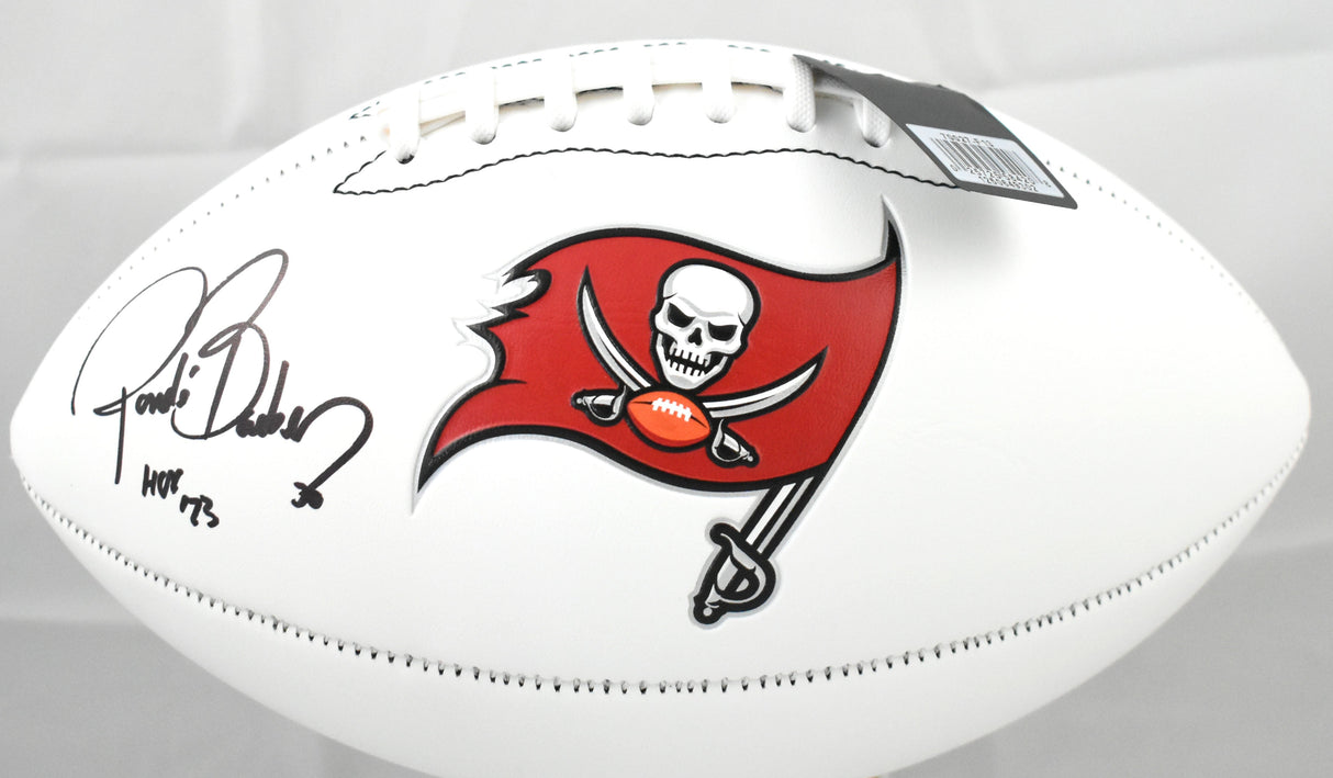 Ronde Barber Autographed Tampa Bay Buccaneers Logo Football HOF - Beckett W Holo