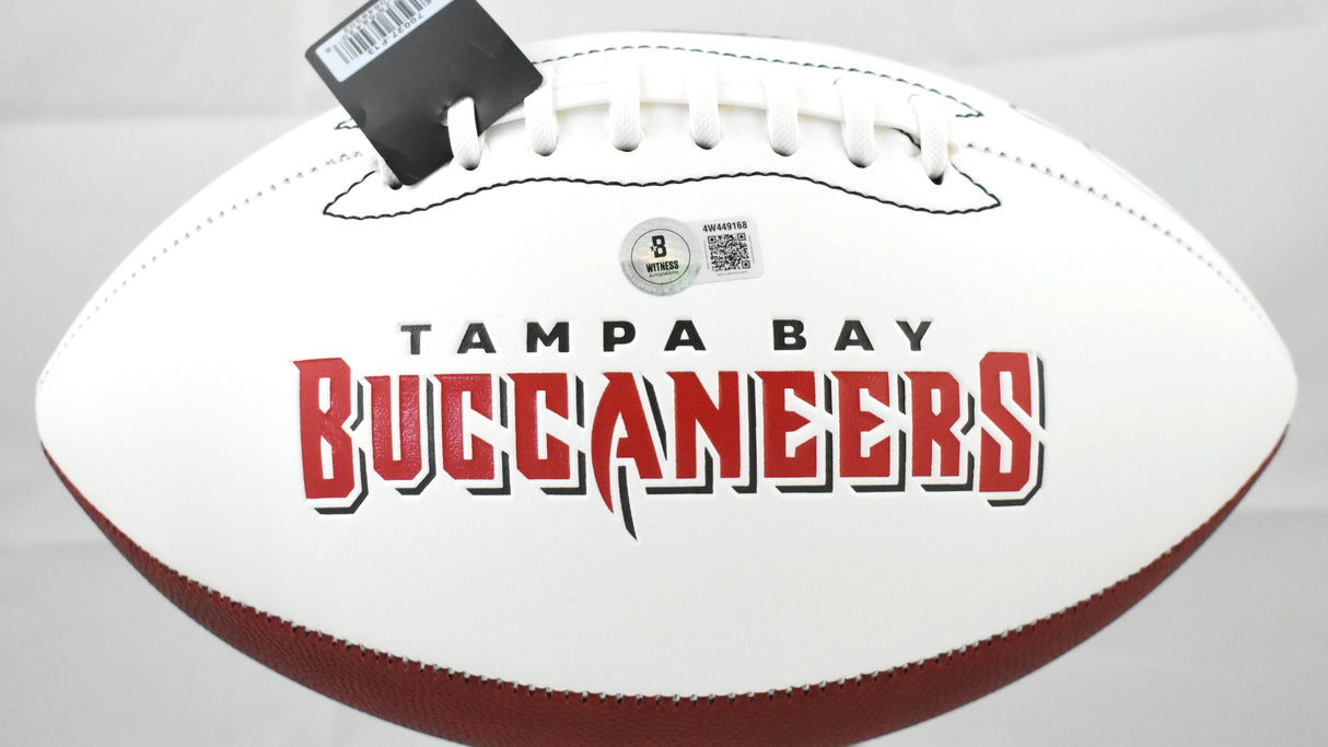 Ronde Barber Autographed Tampa Bay Buccaneers Logo Football HOF - Beckett W Holo