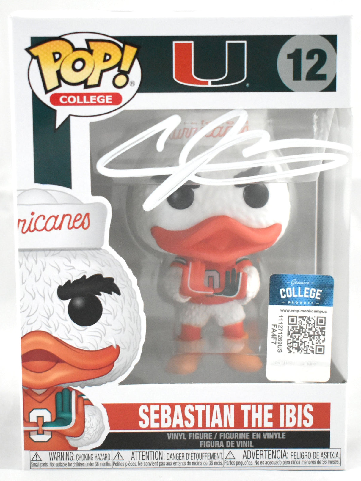 Andre Johnson Autographed Miami Hurricanes Funko Pop #12 - Beckett W Holo *White