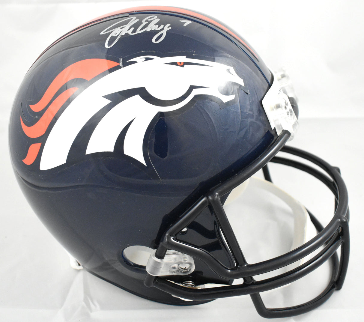 John Elway Signed Denver Broncos F/S VSR4 Helmet - Beckett W *Silver *Bad decal