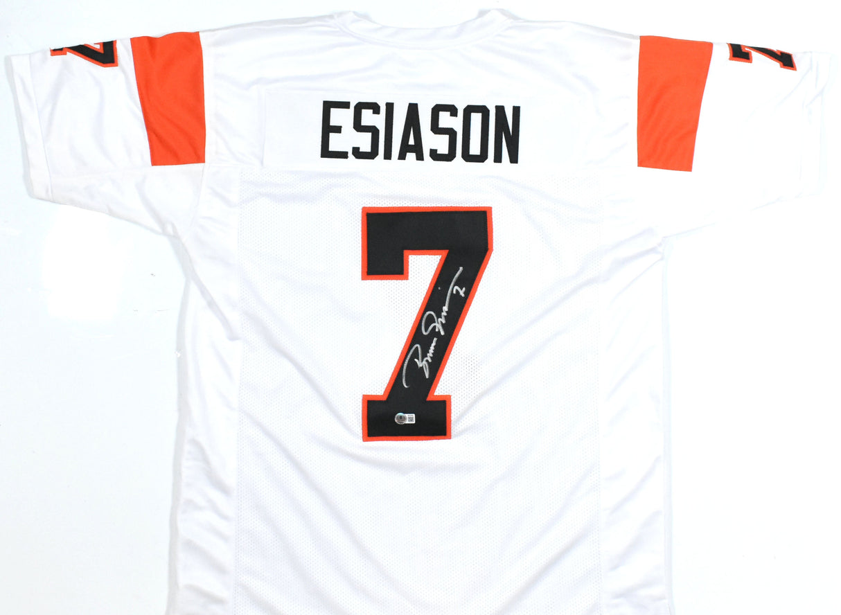 Boomer Esiason Autographed White Pro Style Jersey - Beckett Hologram