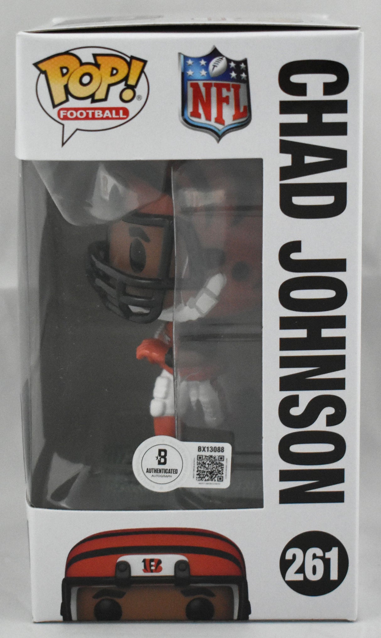 Chad Johnson Autographed Cincinnati Bengals Funko Pop #261 - Beckett Holo