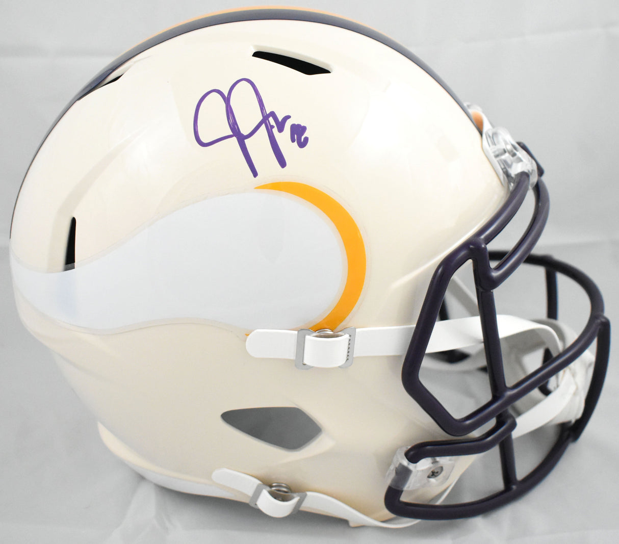 Justin Jefferson Autographed Vikings F/S Retro Speed Helmet - Beckett W Holo