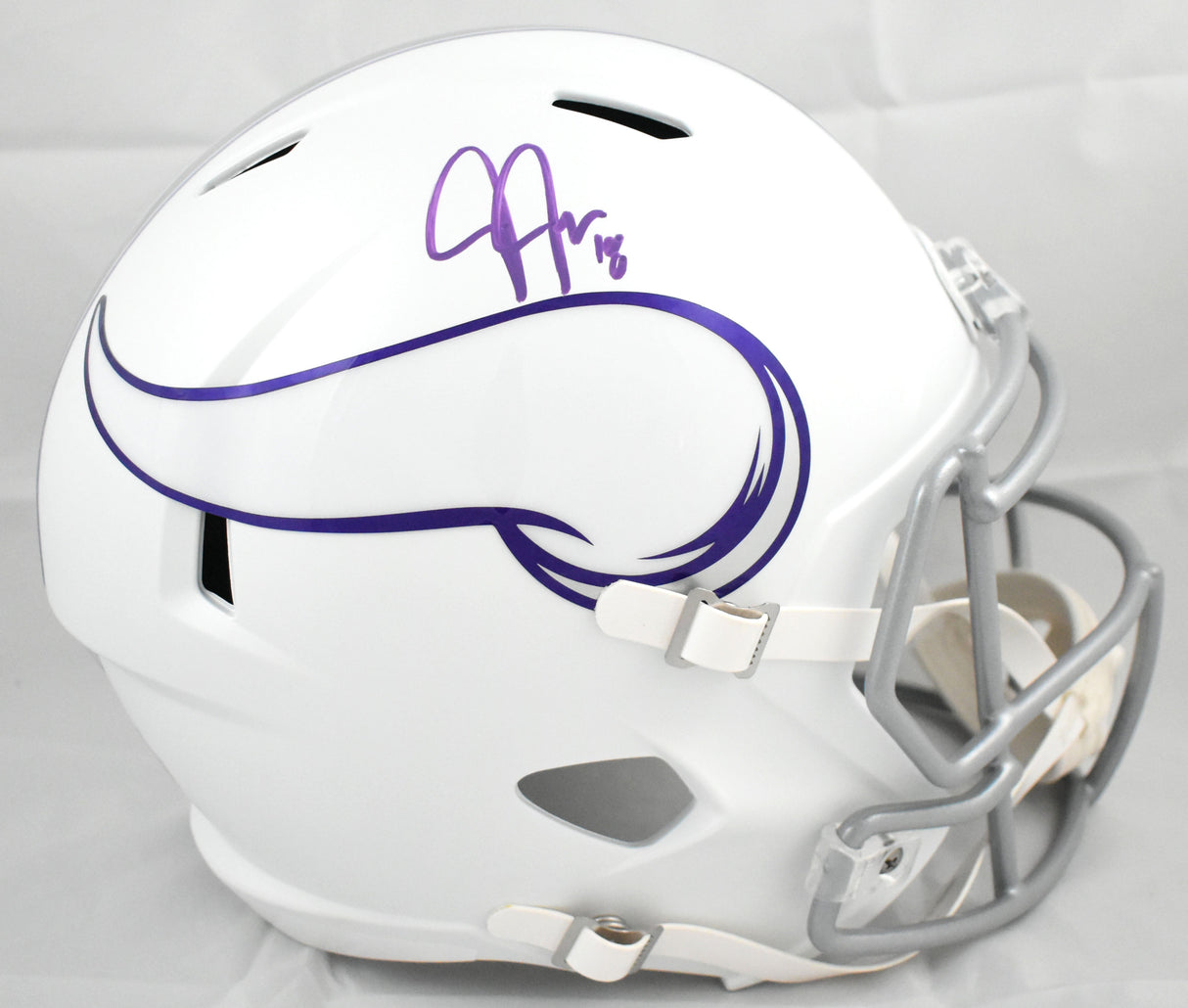 Justin Jefferson Autographed Vikings F/S ALT Speed Helmet - Beckett W Holo