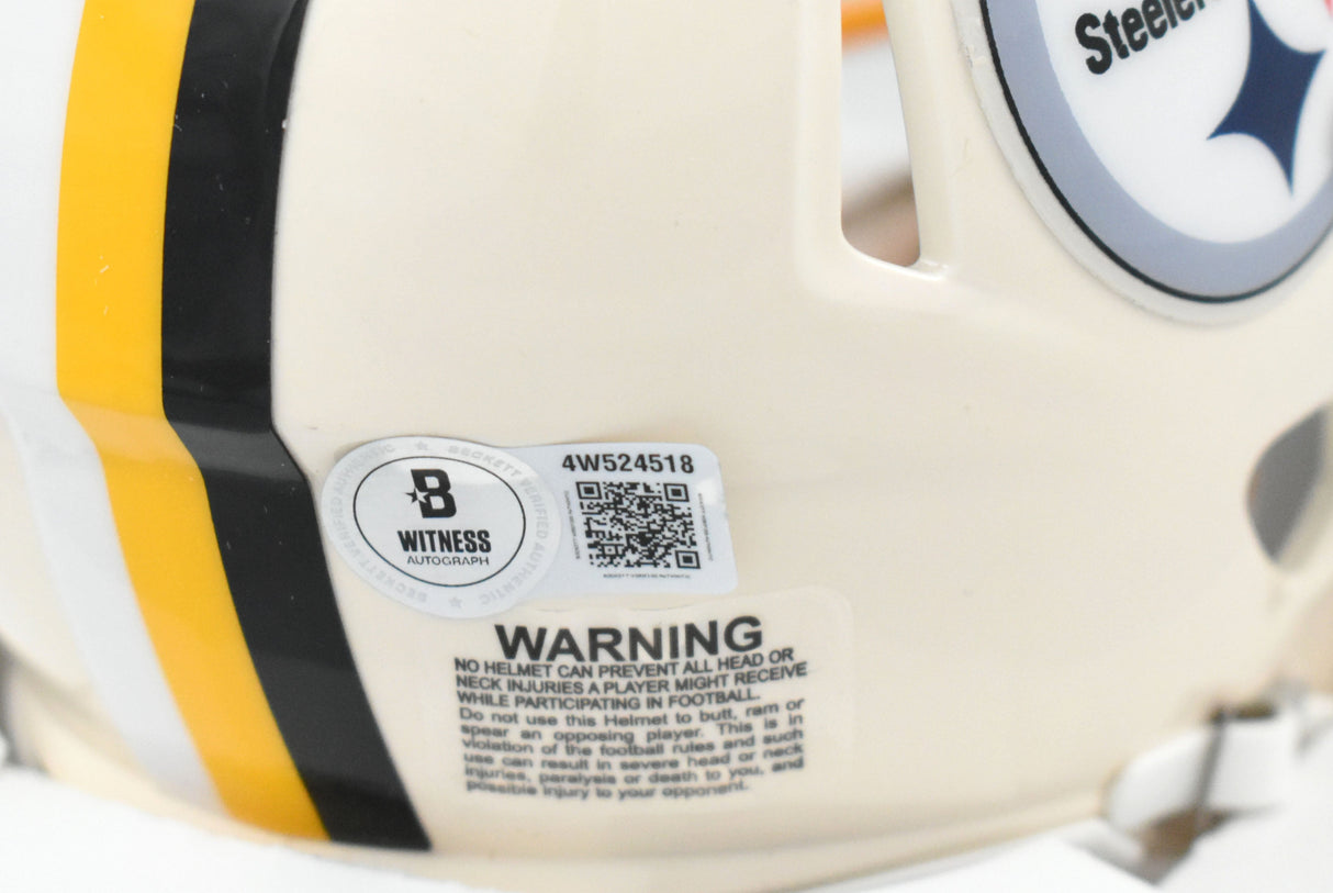 T.J. Watt Autographed Pittsburgh Steelers Retro Speed Mini Helmet Beckett W Holo