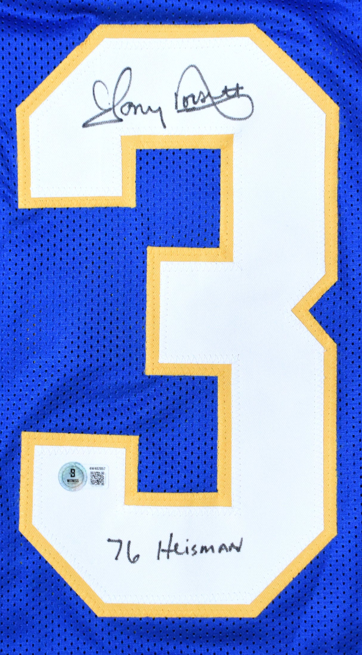 Tony Dorsett Autographed Blue College Style Jersey Heisman - Beckett W Hologram