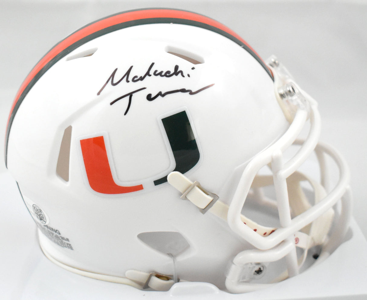 Malachi Toney Autographed Miami Hurricanes Speed Mini Helmet - JSA W