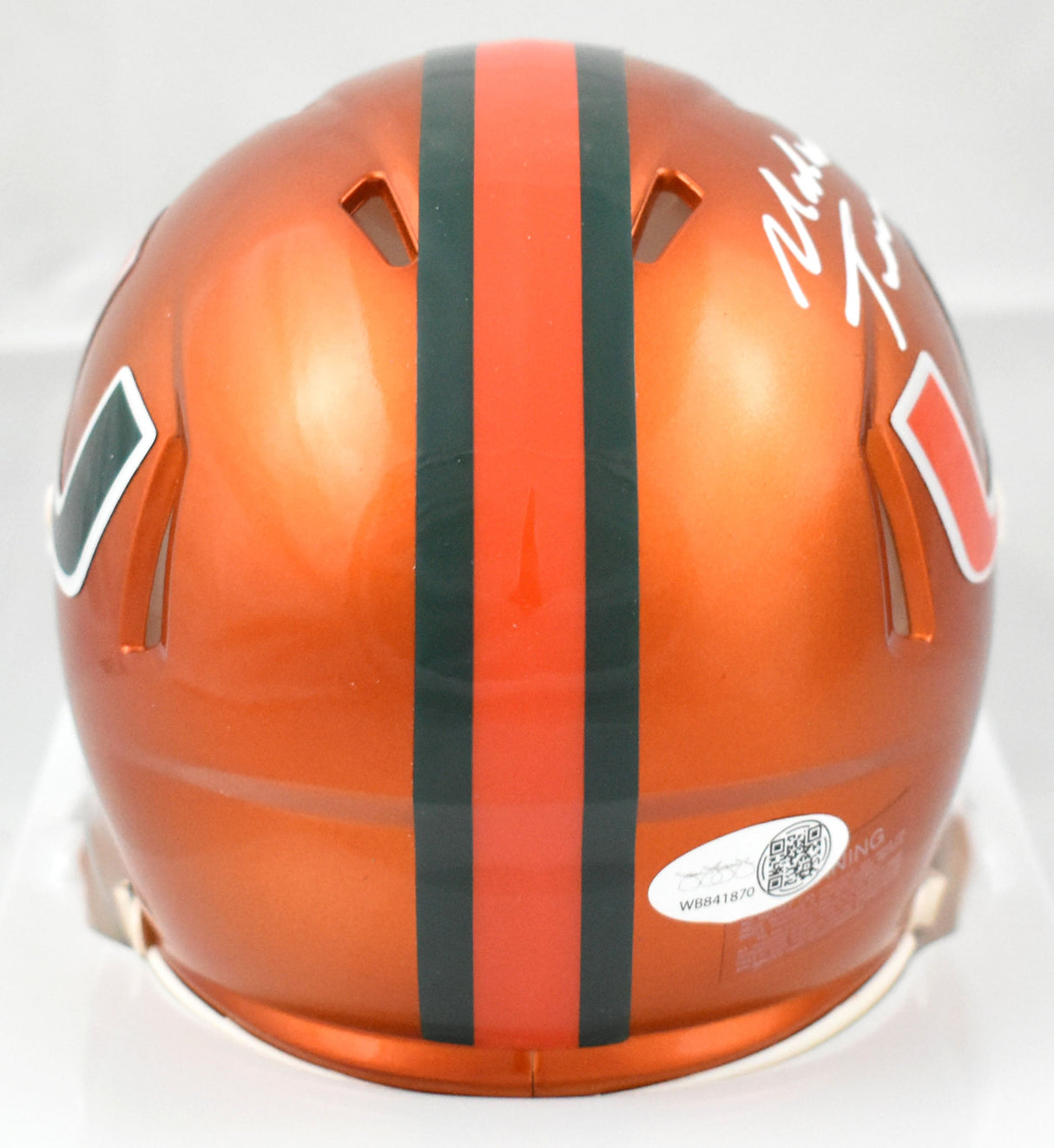Malachi Toney Autographed Miami Hurricanes Flash Speed Mini Helmet - JSA W