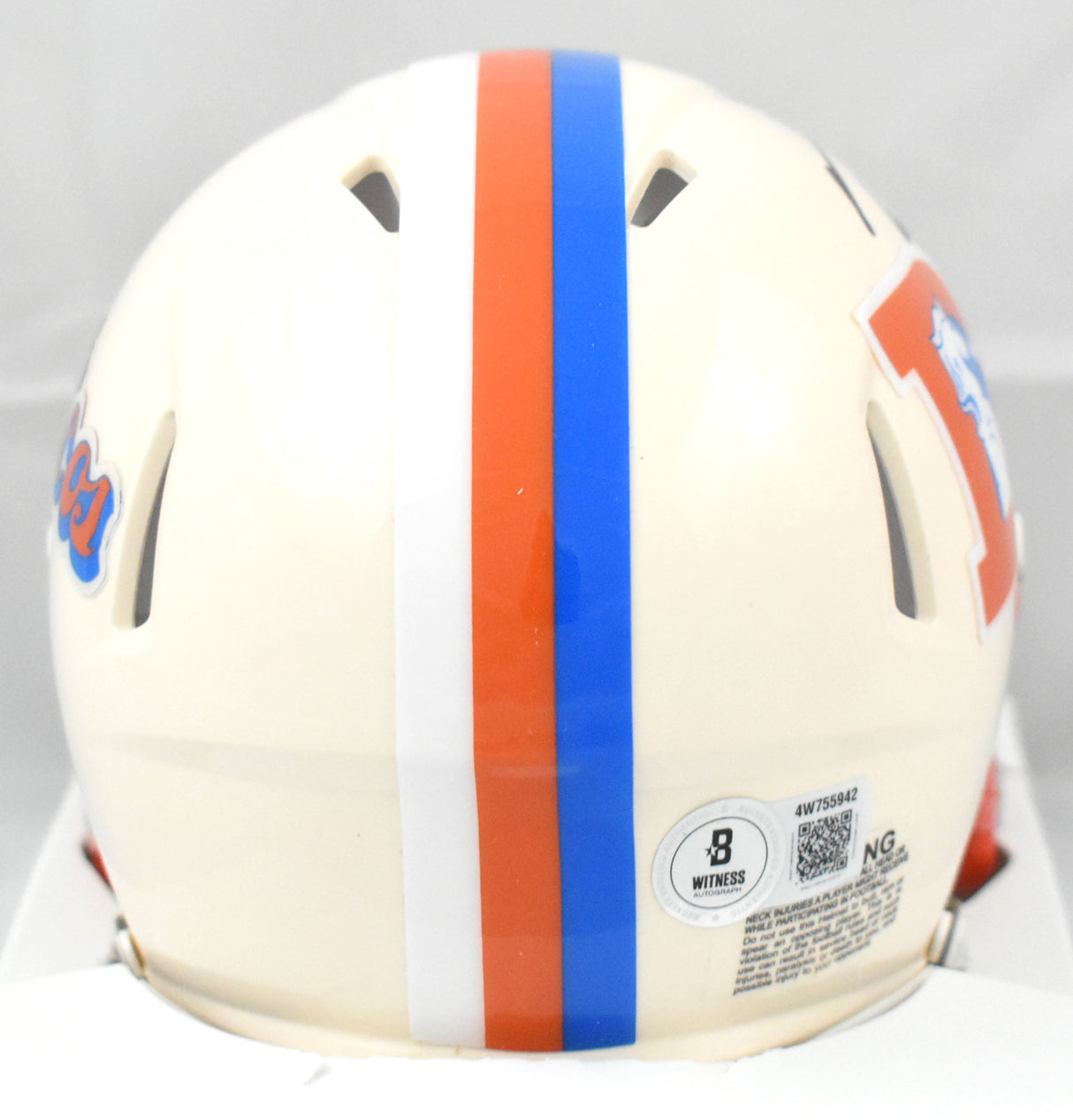Troy Franklin Autographed Denver Broncos Retro Speed Mini Helmet- Beckett W Holo