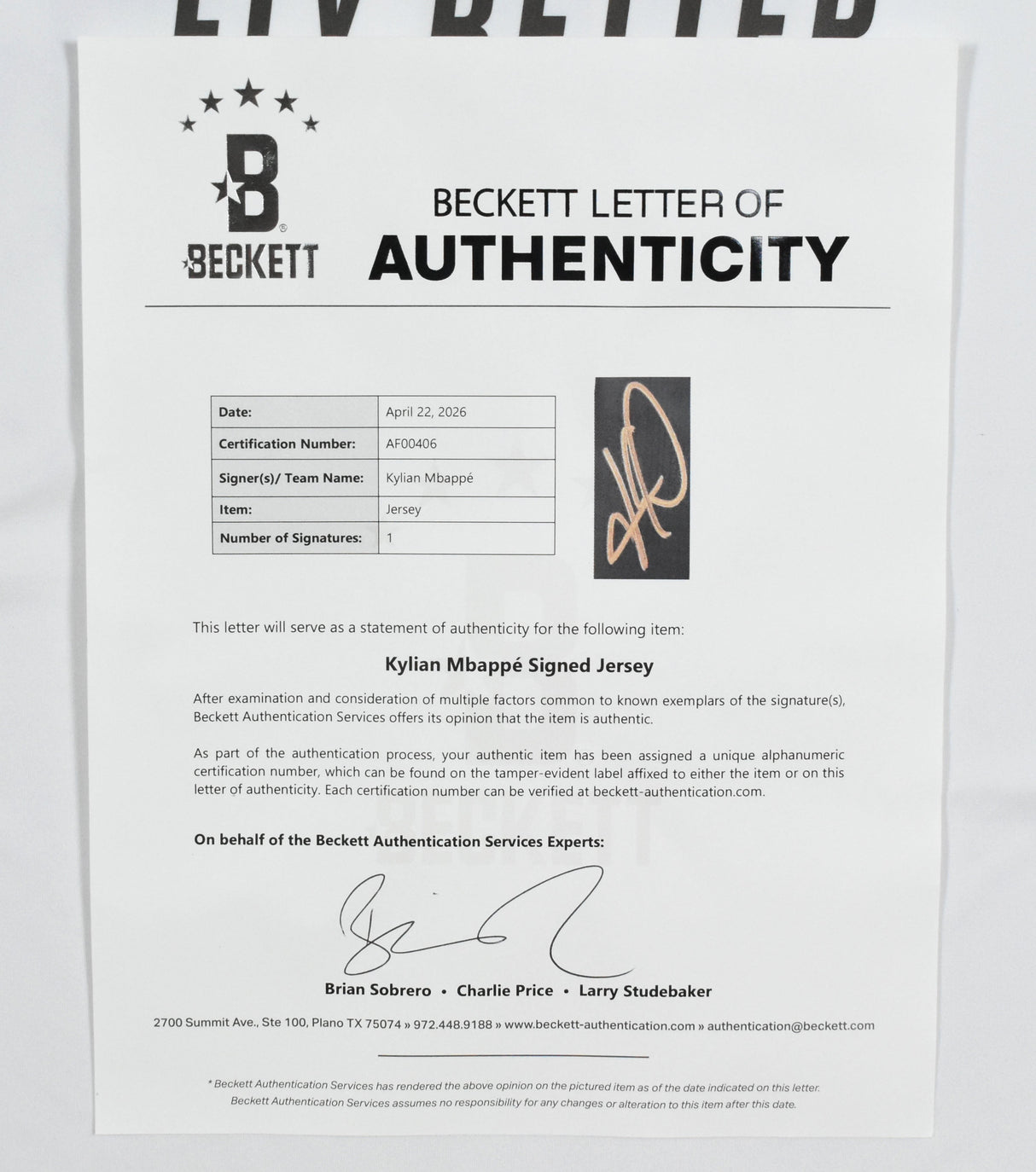 Kylian Mbappe Signed Real Madrid Home Soccer Jersey #10 - Beckett Holo *L LOA