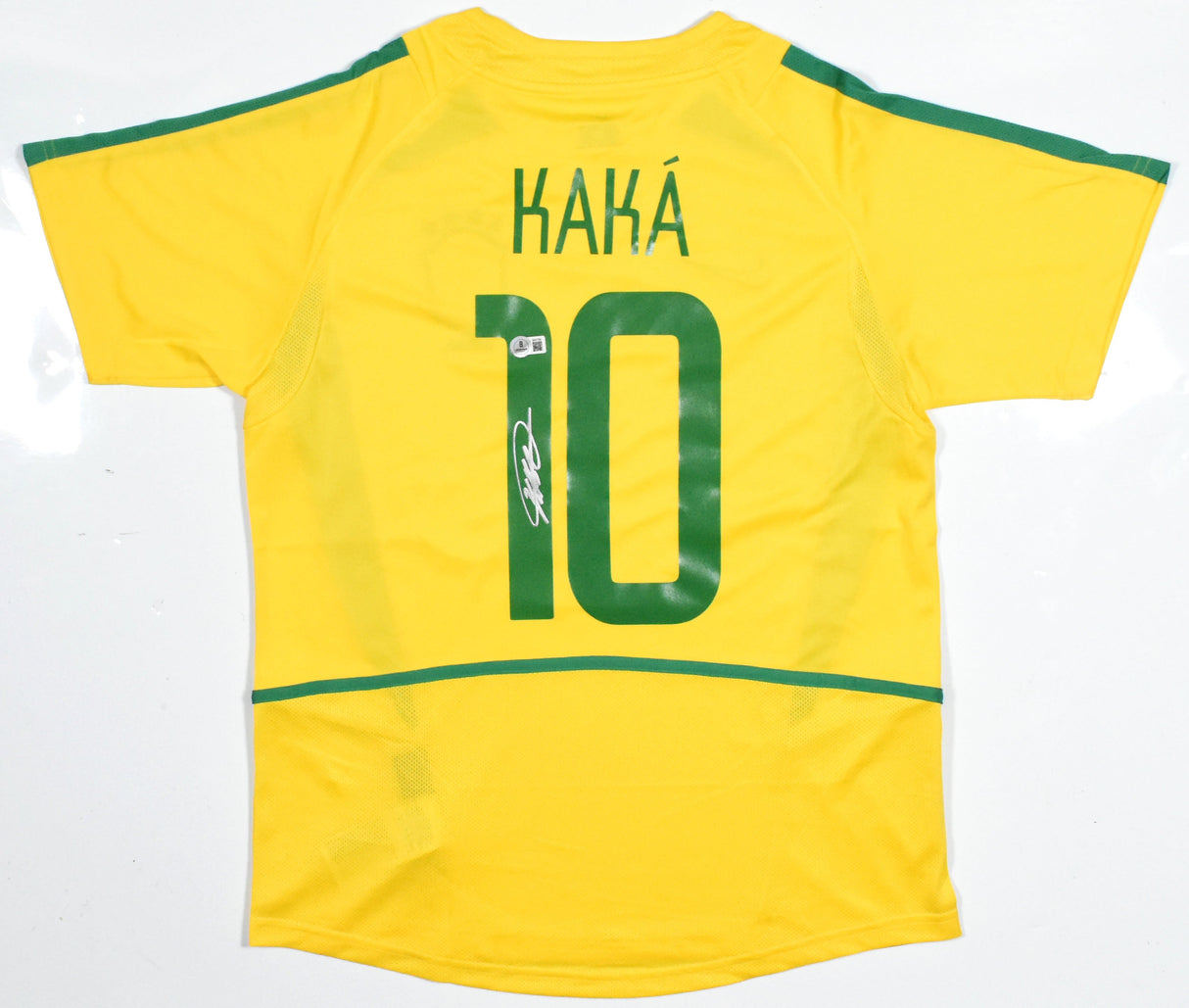 Kaka Autographed Brazil Home Soccer Jersey #10 - Beckett Holo *M