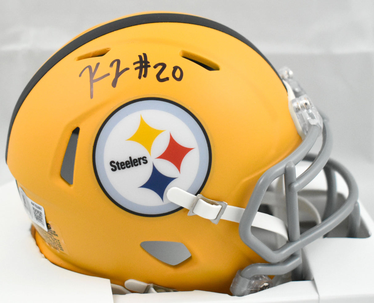 Kaleb Johnson Autographed Steelers Alt 25 Speed Mini Helmet - Beckett W Holo