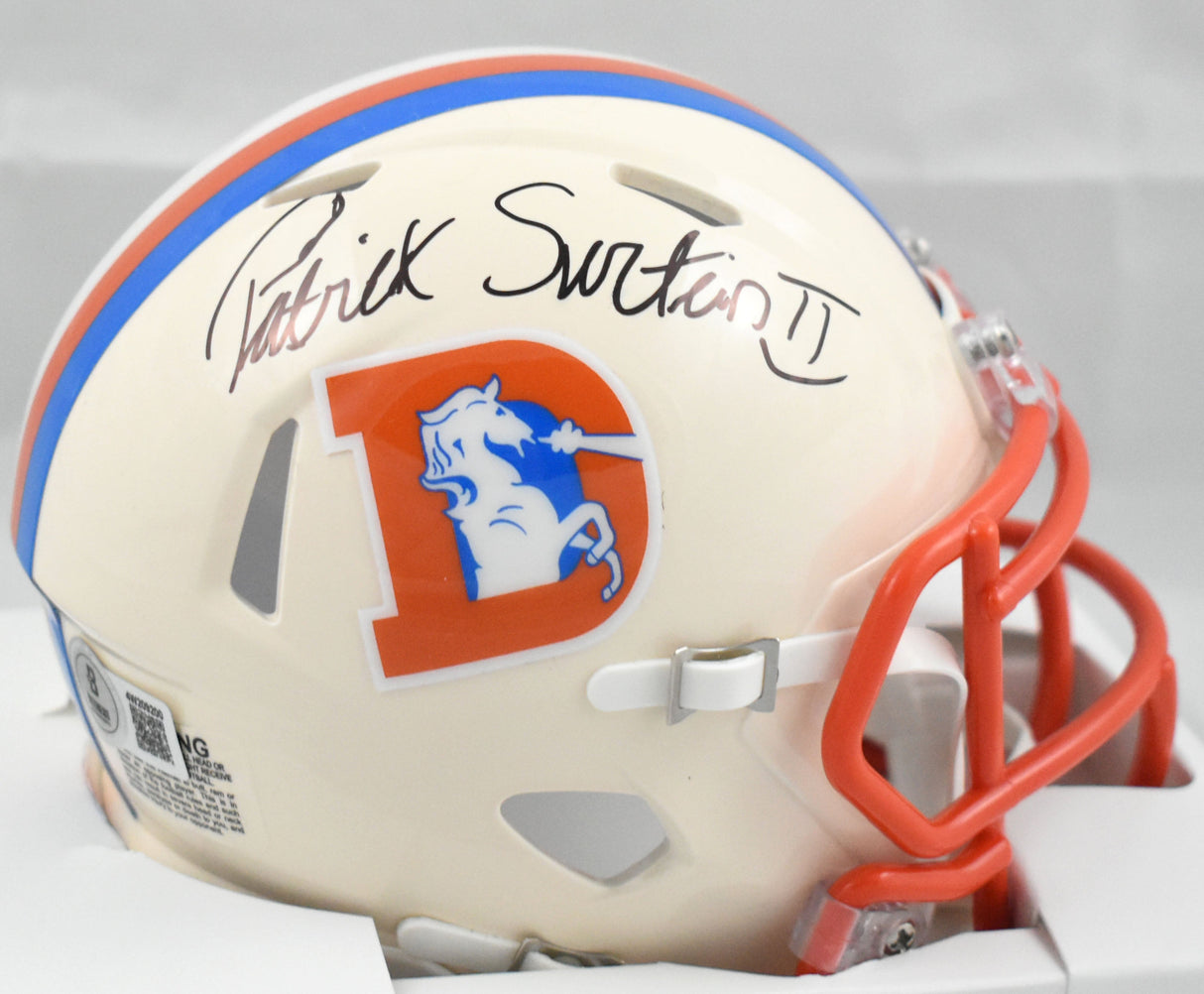Patrick Surtain II Autographed Denver Broncos Retro Speed Mini Helmet- Beckett W