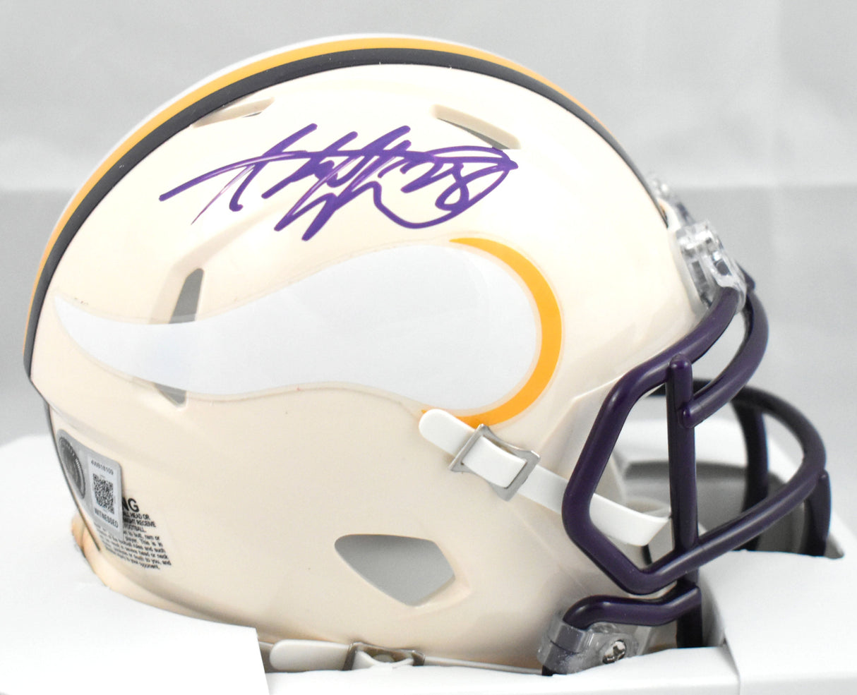 Adrian Peterson Autographed Vikings Retro Speed Mini Helmet - Beckett W Hologram