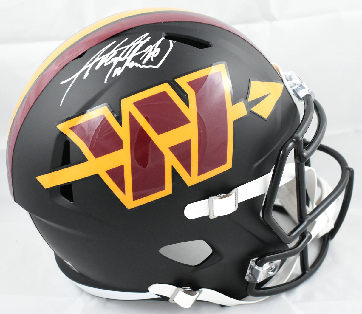 Adrian Peterson Autographed Commanders F/S Alt 2026 Speed Helmet- Beckett W Holo