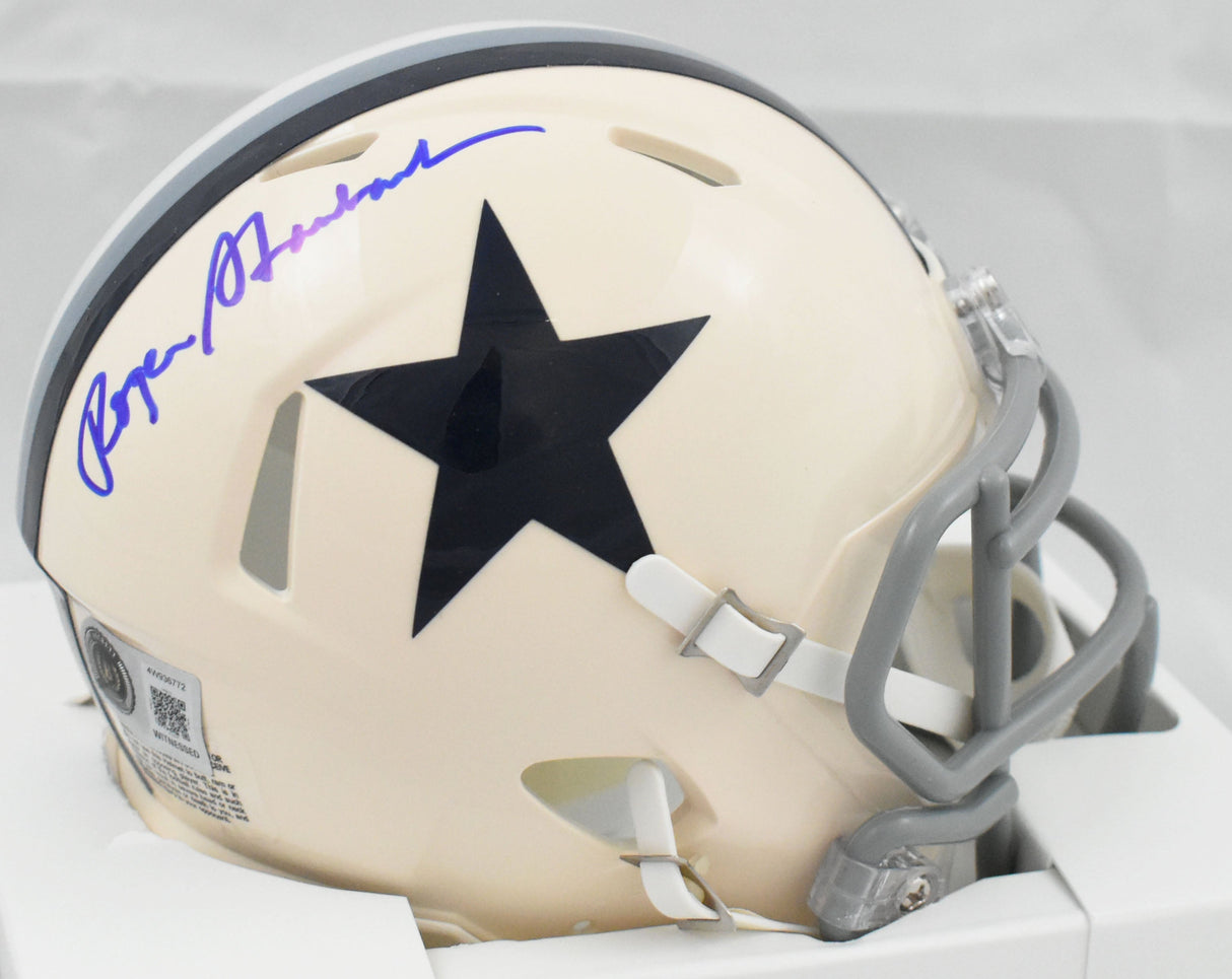 Roger Staubach Autographed Dallas Cowboys Retro Speed Mini Helmet - Beckett W