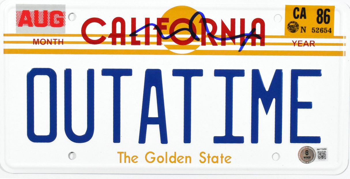 Michael J. Fox Autographed Back to the Future License Plate- Beckett W Hologram