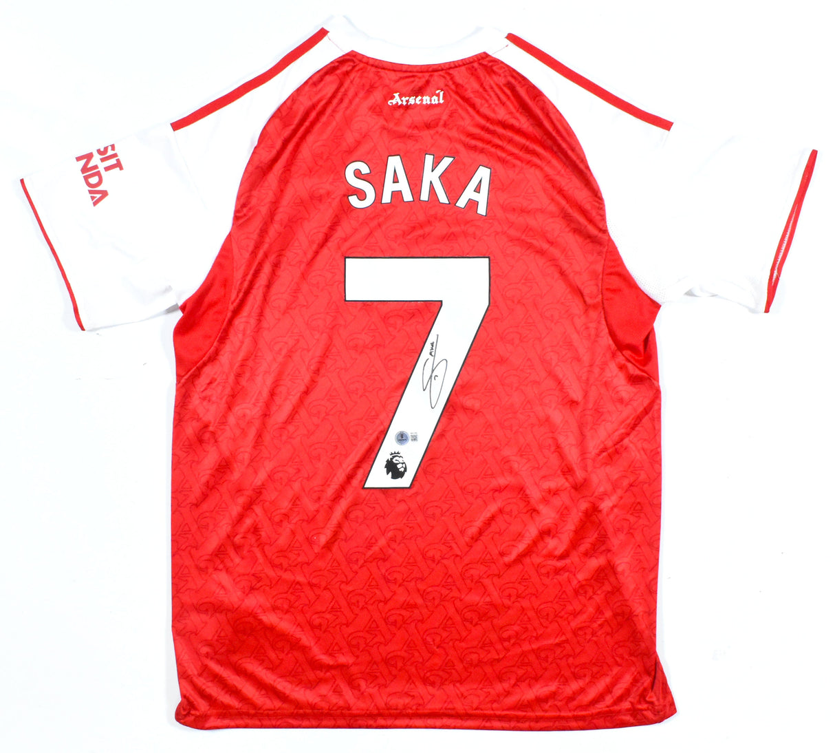 Saka Autographed Arsenal FC Home Soccer Jersey #7 - Beckett Holo *L
