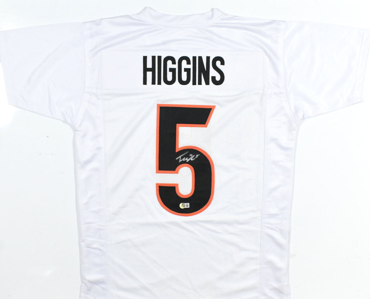 Tee Higgins Autographed White Pro Style Jersey - Beckett Hologram