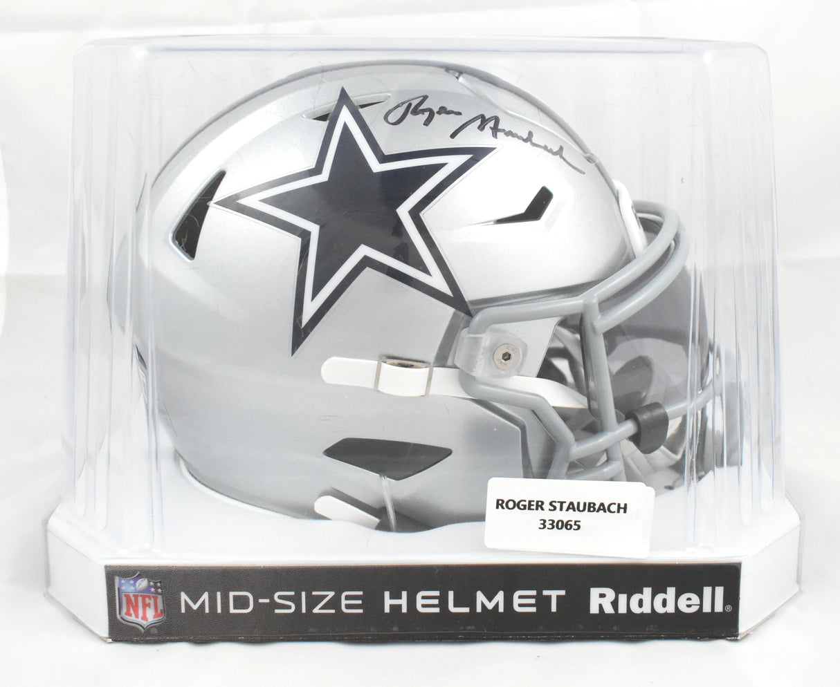 Roger Staubach Autographed Cowboys Mid-Size SpeedFlex Helmet - Beckett Holo