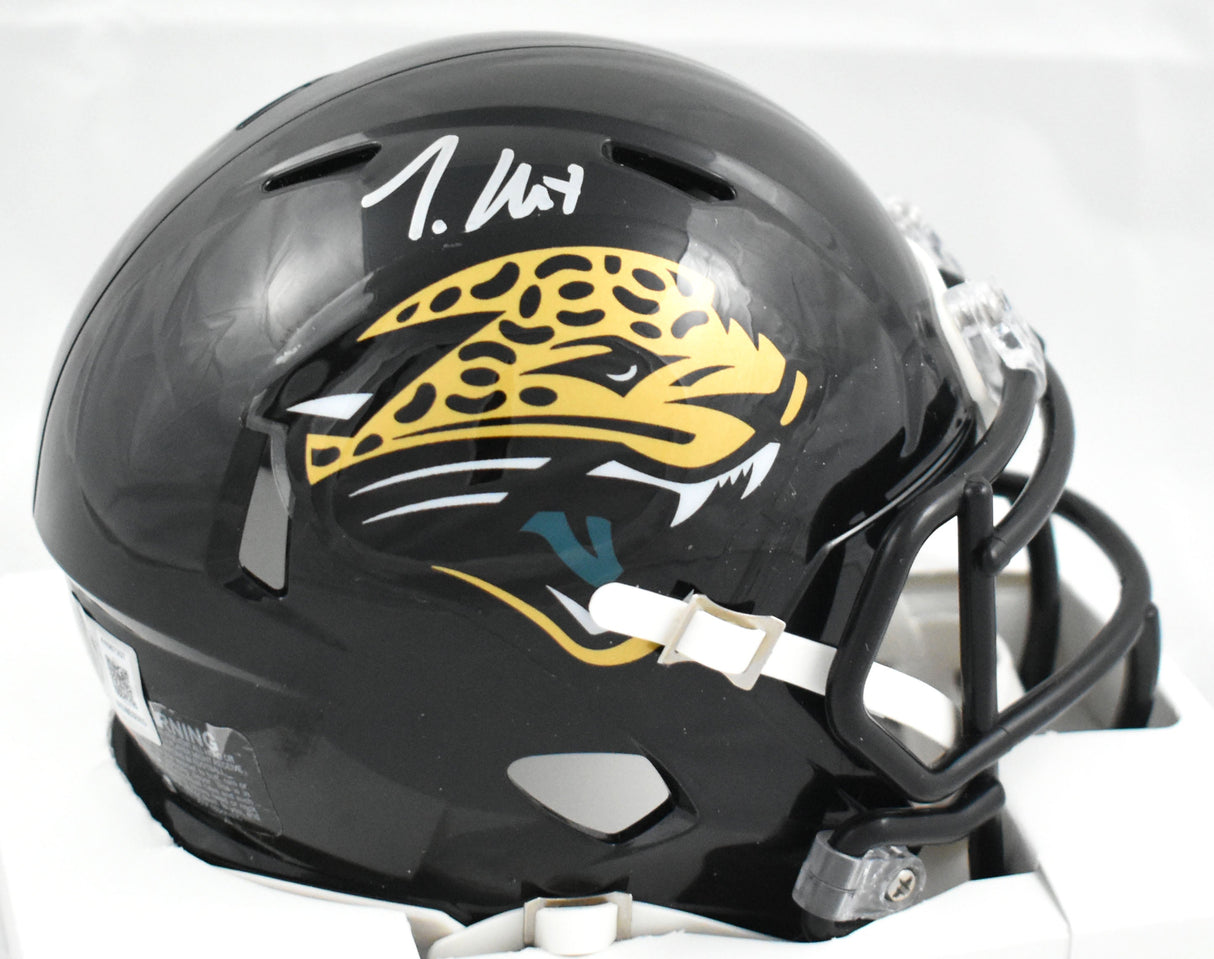Travis Hunter Signed Jacksonville Jaguars 95-12 Speed Mini Helmet-Beckett W Holo