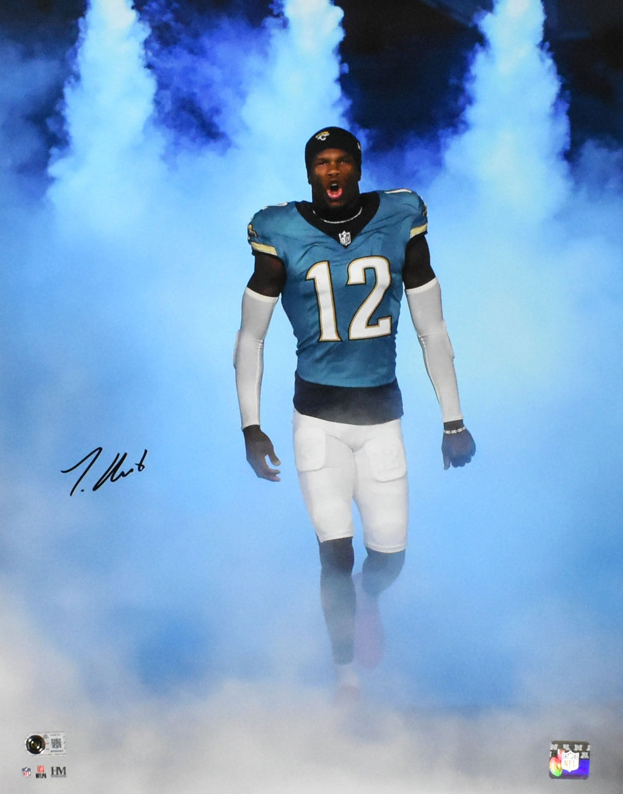 Travis Hunter Autographed Jacksonville Jaguars 16x20 Smoke Photo- Beckett W Holo