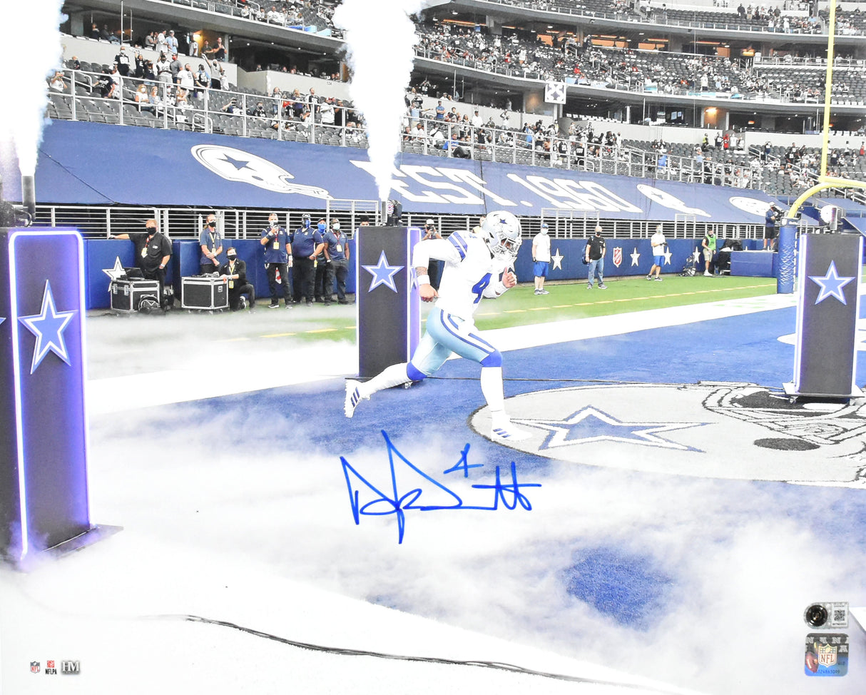 Dak Prescott Autographed Dallas Cowboys 16x20 On Field Photo- Beckett W Hologram