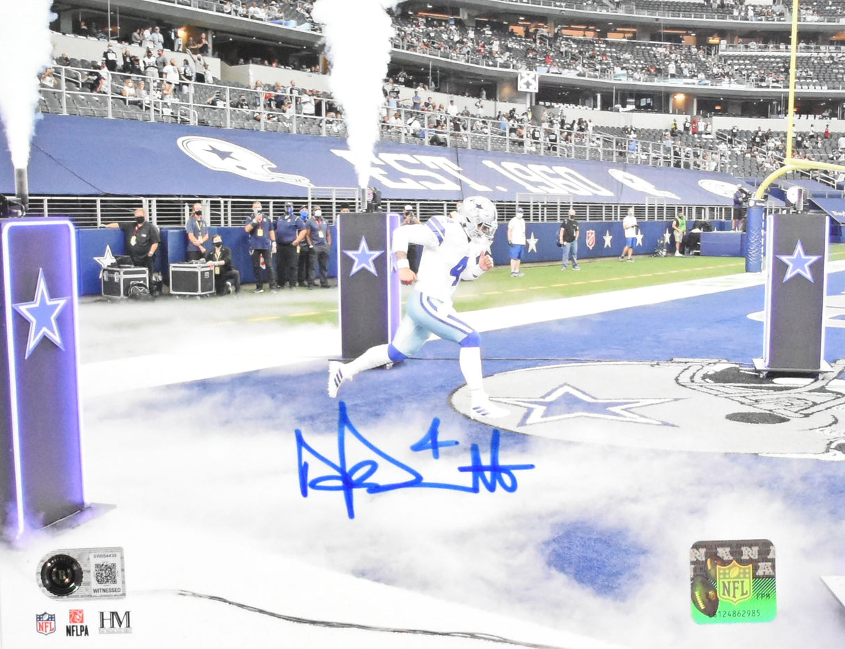 Dak Prescott Autographed Dallas Cowboys 8x10 On Field Photo - Beckett W Hologram