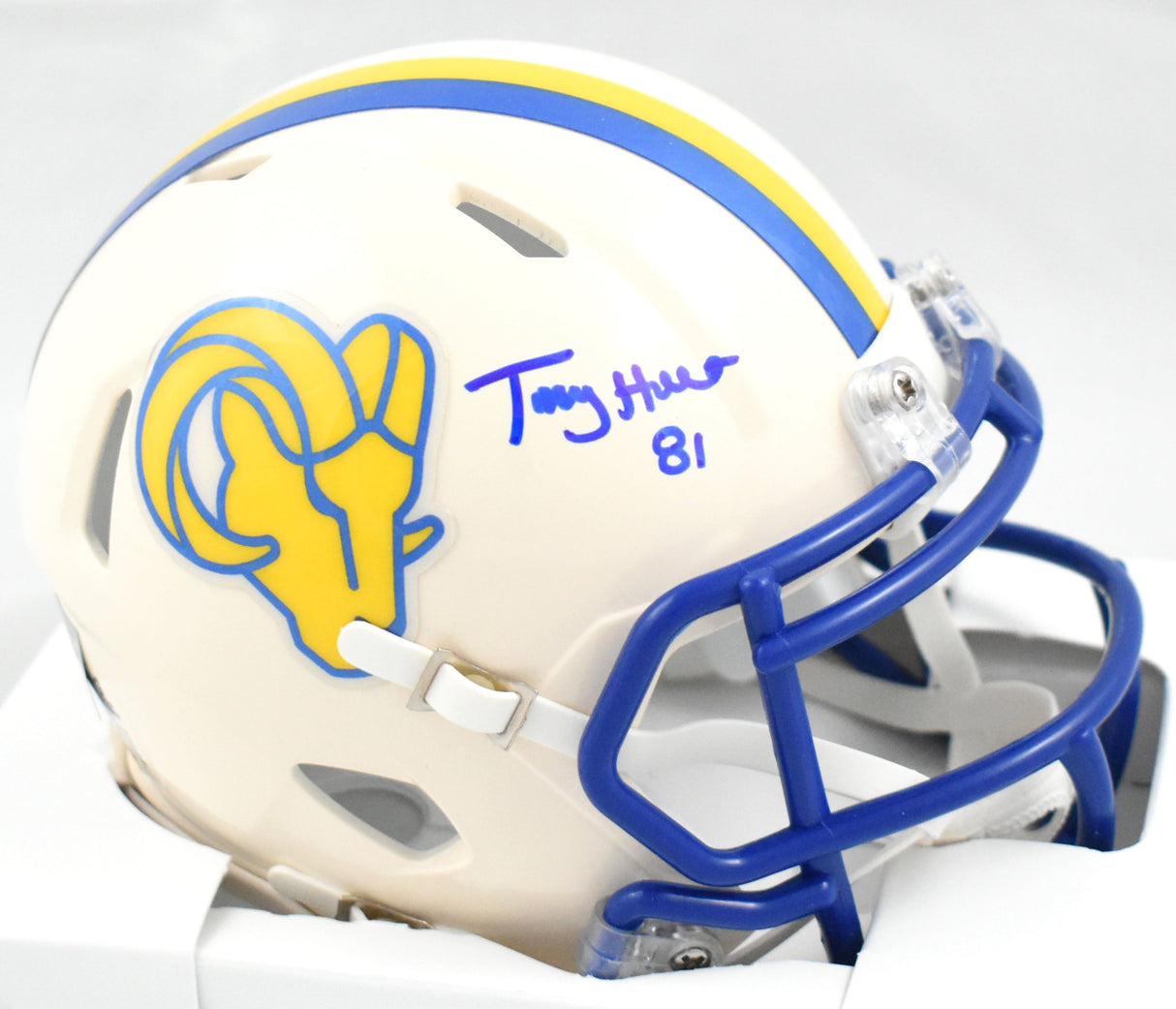 Torry Holt Autographed Rams Retro Speed Mini Helmet - Beckett W Hologram