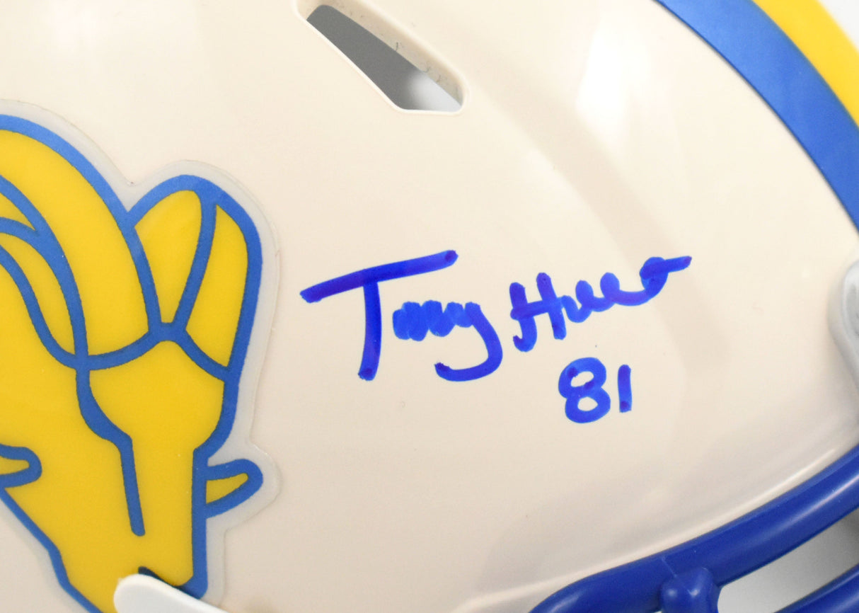 Torry Holt Autographed Rams Retro Speed Mini Helmet - Beckett W Hologram