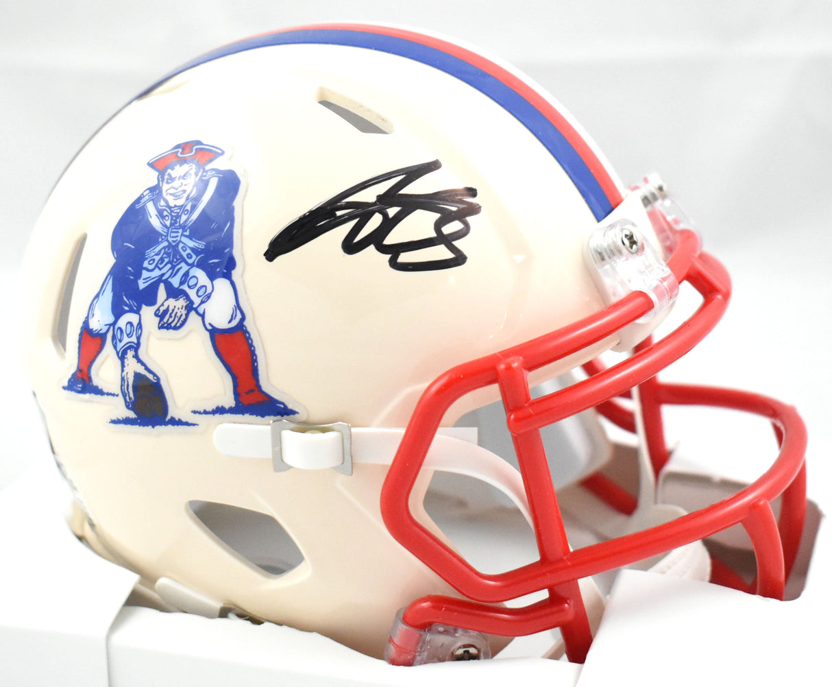 A.J. Brown Autographed New England Patriots Retro Speed Mini Helmet - Beckett W