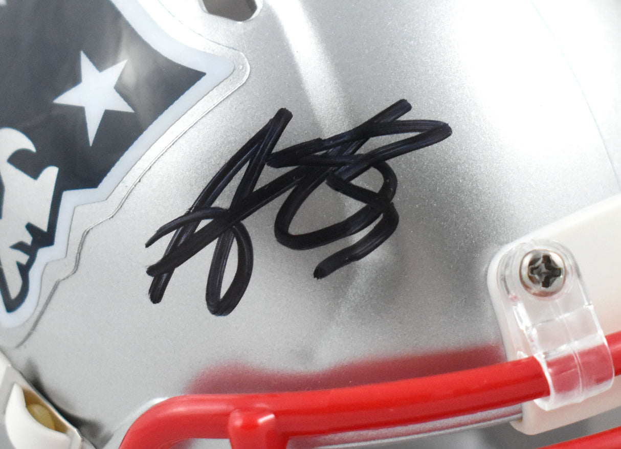 A.J. Brown Autographed New England Patriots Speed Mini Helmet - Beckett W Holo