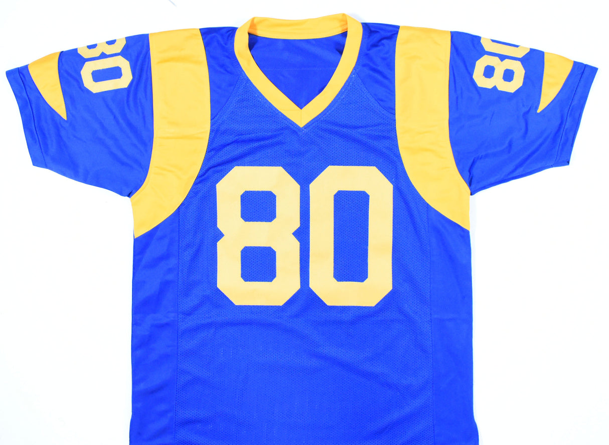 Isaac Bruce Autographed Blue Pro Style Jersey - Beckett W Hologram