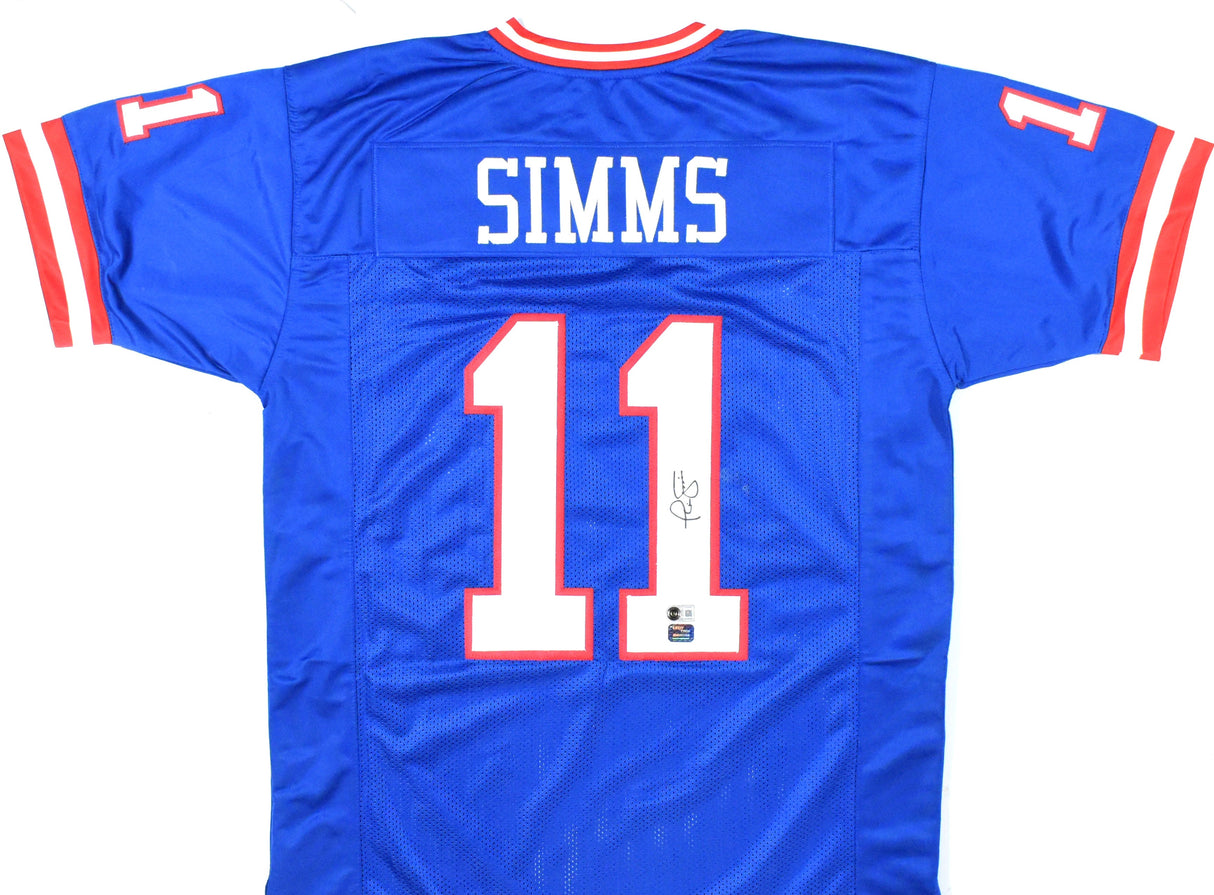 Phil Simms Autographed Blue Pro Style Jersey - Beckett W Hologram