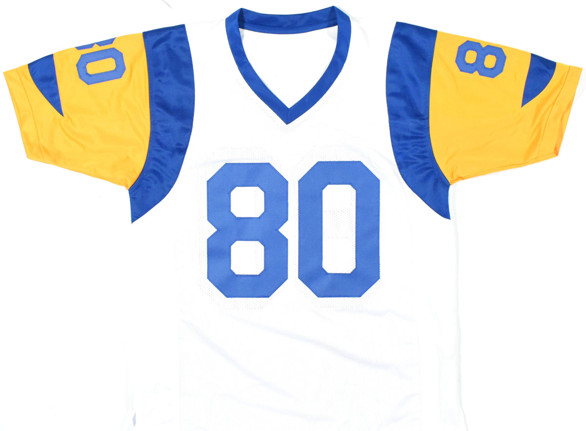 Isaac Bruce Autographed White Pro Style Jersey - Beckett W Hologram