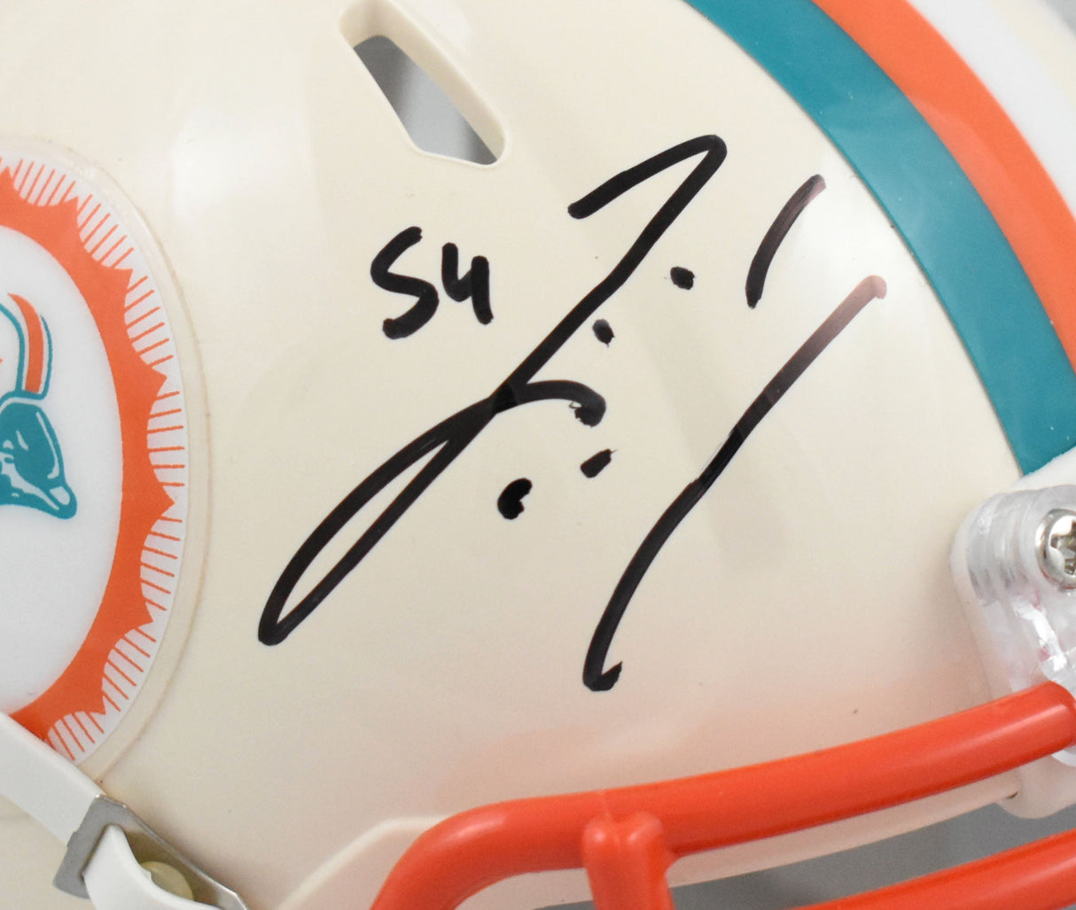 Zach Thomas Autographed Miami Dolphins Retro Speed Mini Helmet - Beckett W Holo