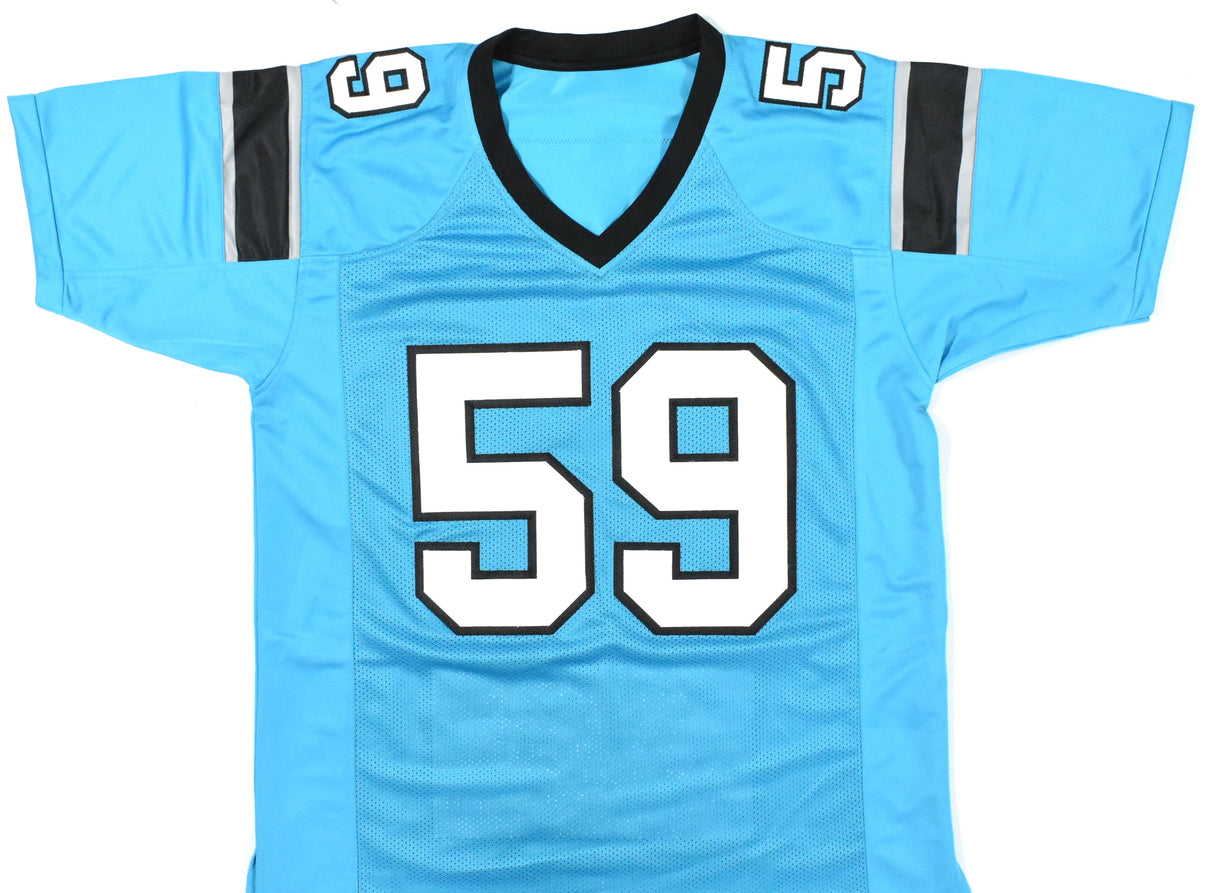 Luke Kuechly Autographed Carolina Blue Pro Style STAT Jersey - Beckett W Holo