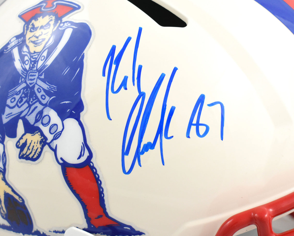 Rob Gronkowski Autographed New England Patriots F/S Retro Speed Helmet Beckett W