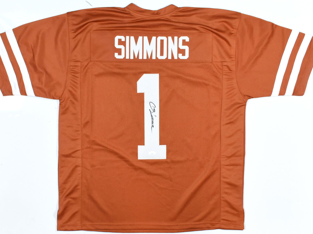 Colin Simmons Autographed Orange College Style Jersey - JSA