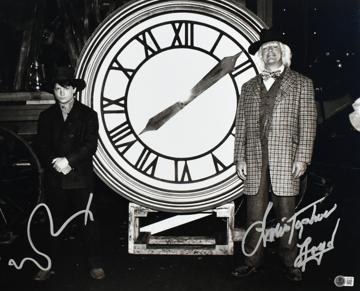 Christopher Lloyd Michael J. Fox Autographed Back to the Future 16x20 Beckett #1