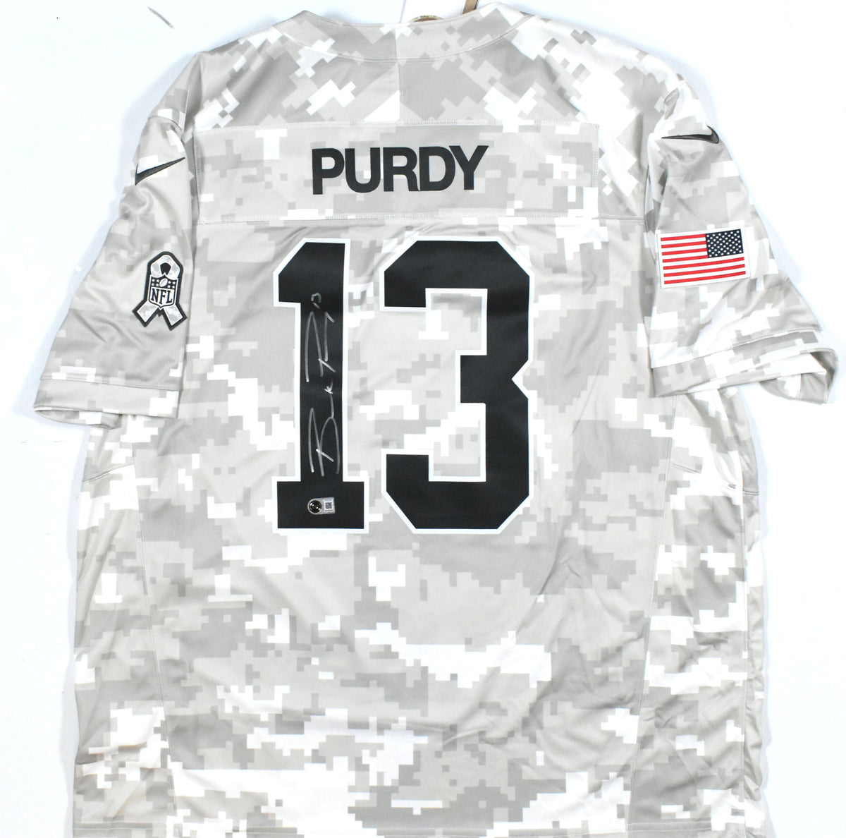 Brock Purdy Autographed 49ers Salute to Service Nike Game Jersey - Beckett W XXL