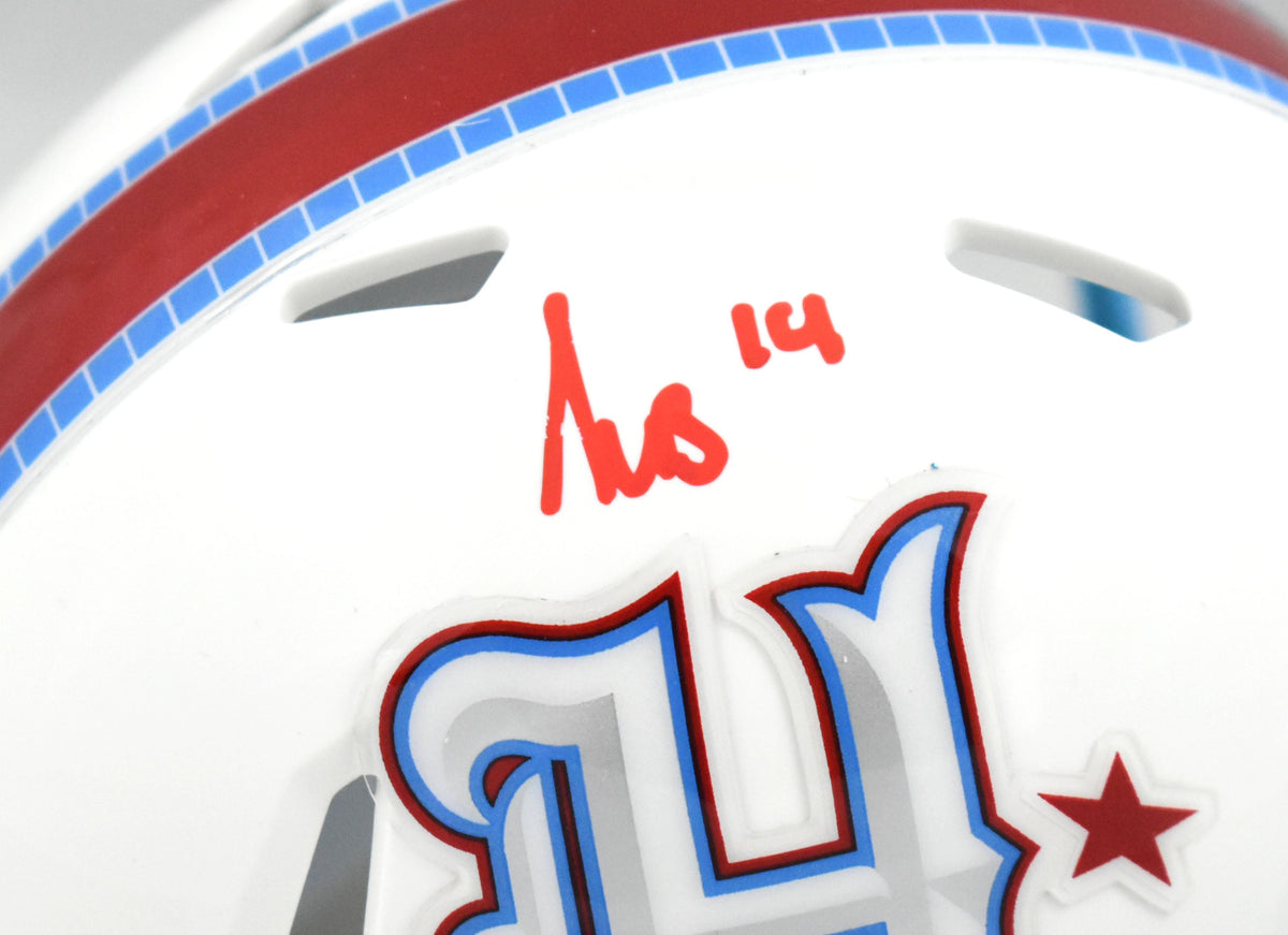 Kayshon Boutte Autographed Texans Rivalries Speed Mini Helmet - Beckett W Holo
