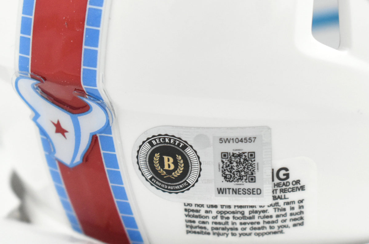 Kayshon Boutte Autographed Texans Rivalries Speed Mini Helmet - Beckett W Holo