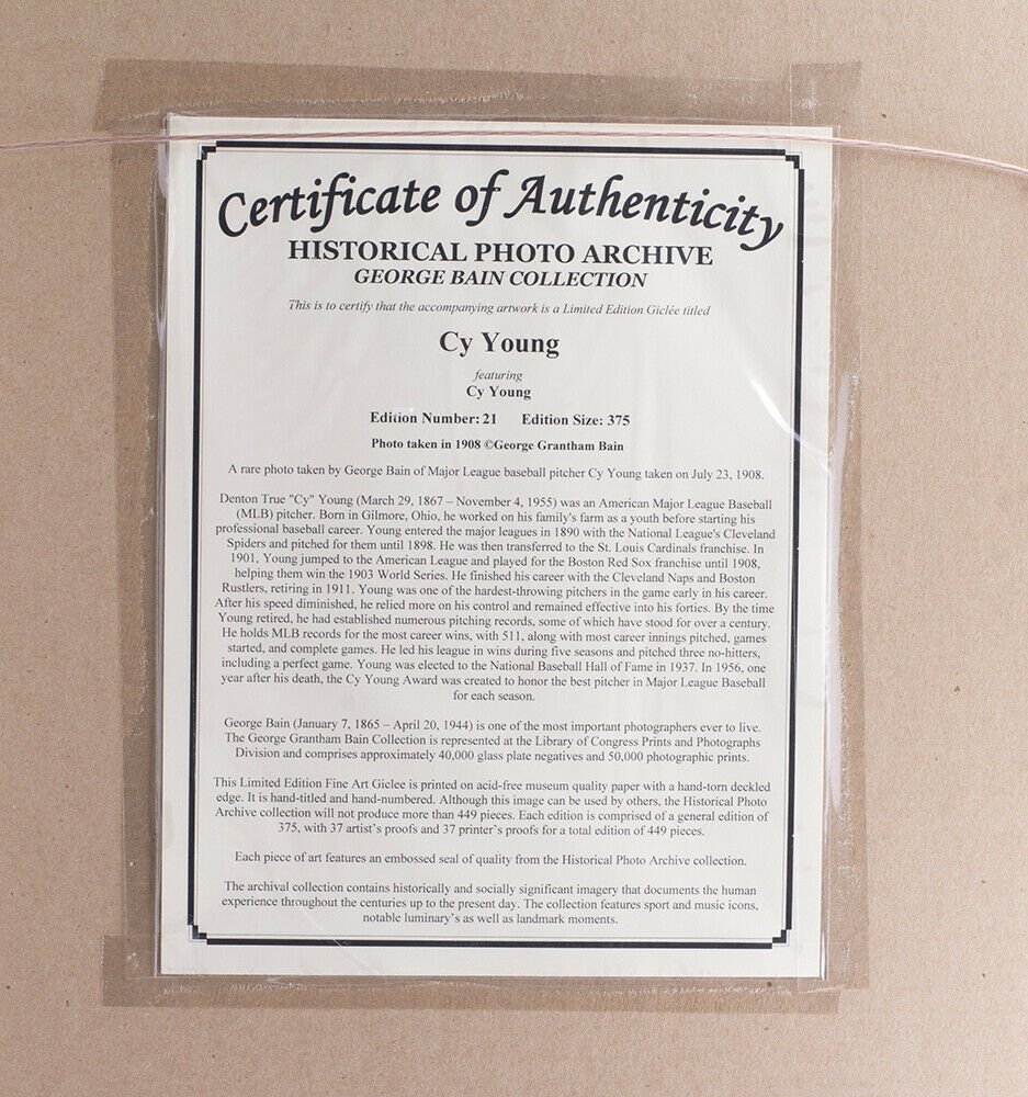 Cy Young Framed 16.5x22 Historical Photo Archive LimitedEdition Giclee - Sports Integrity