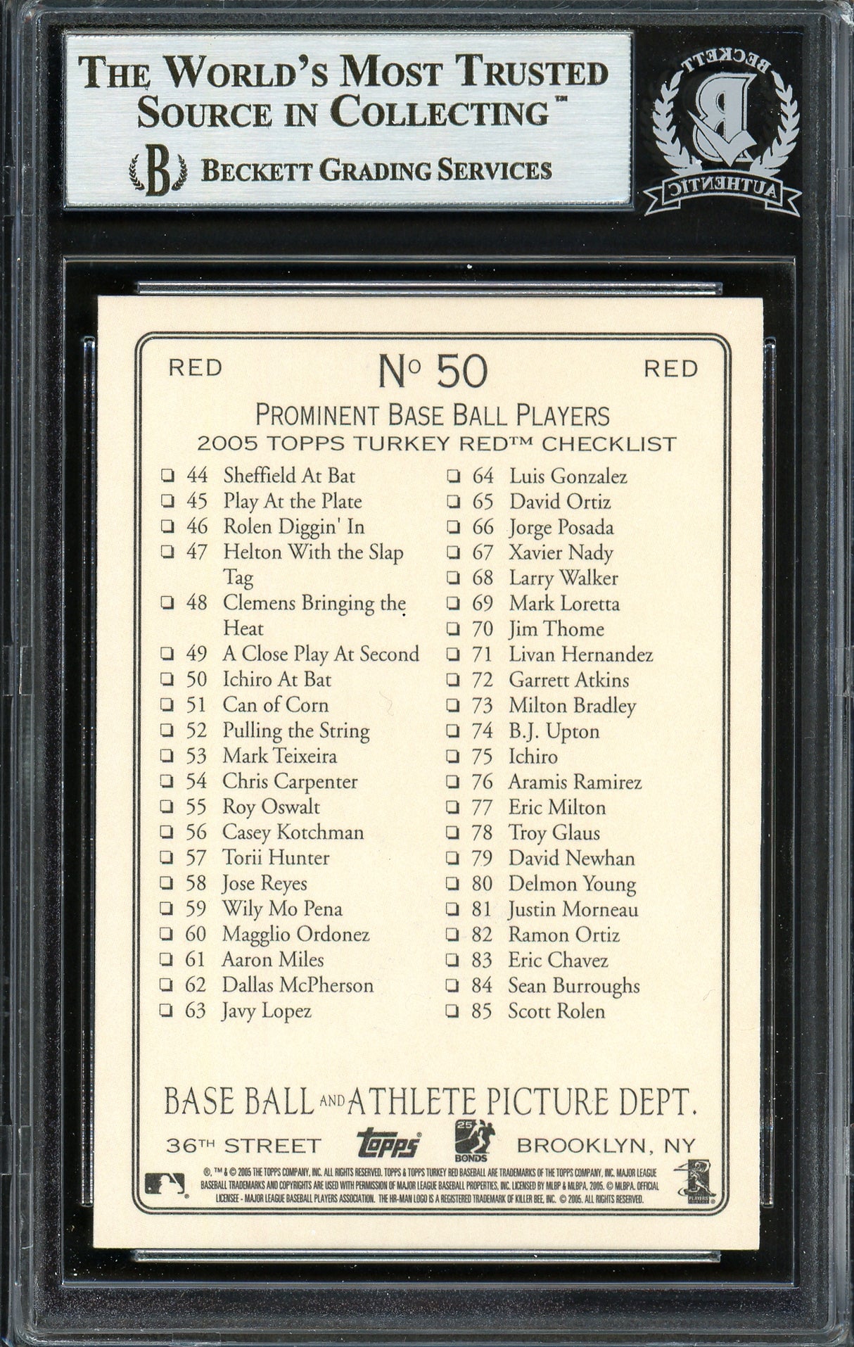 Ichiro Suzuki Autographed 2005 Topps Turkey Red Card #50 Seattle Mariners Beckett BAS #12668594