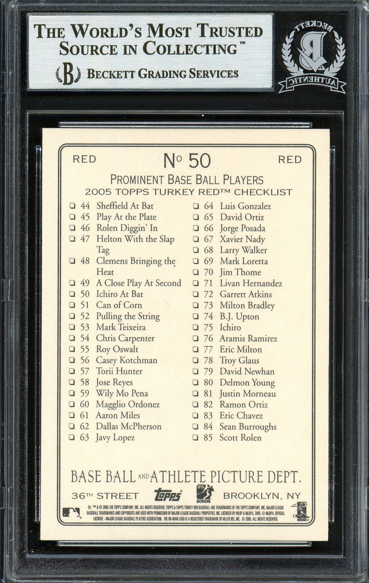 Ichiro Suzuki Autographed 2005 Topps Turkey Red Card #50 Seattle Mariners Beckett BAS #12668594