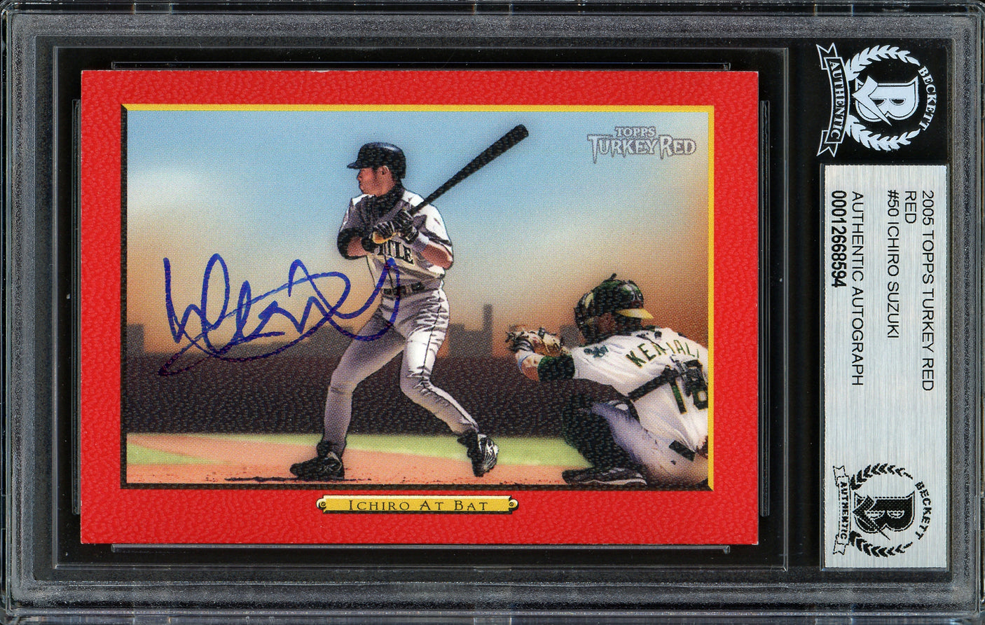 Ichiro Suzuki Autographed 2005 Topps Turkey Red Card #50 Seattle Mariners Beckett BAS #12668594