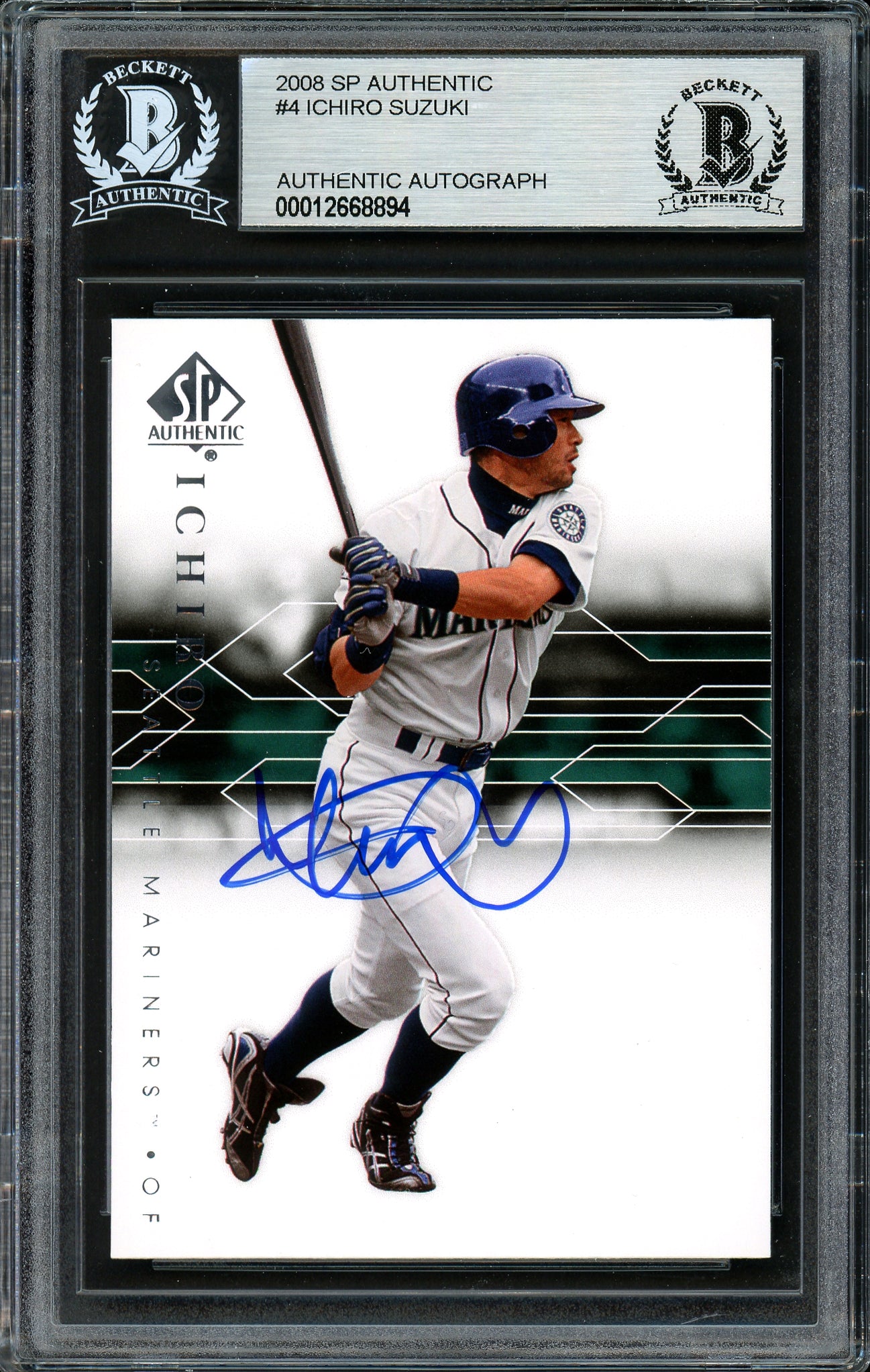Ichiro Suzuki Autographed 2008 SP Authentic Card #4 Seattle Mariners Beckett BAS #12668894