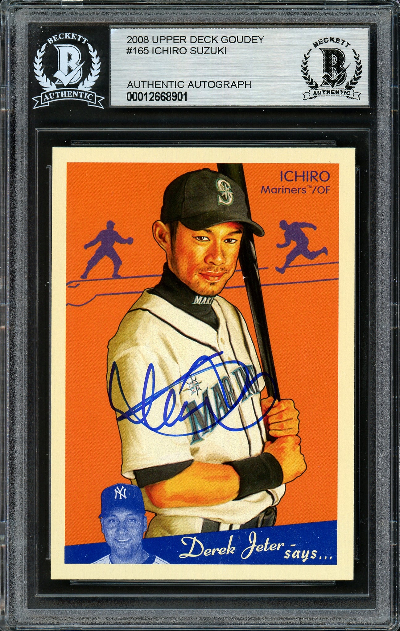 Ichiro Suzuki Autographed 2008 Upper Deck Goudey Card #165 Seattle Mariners Beckett BAS Stock #191301